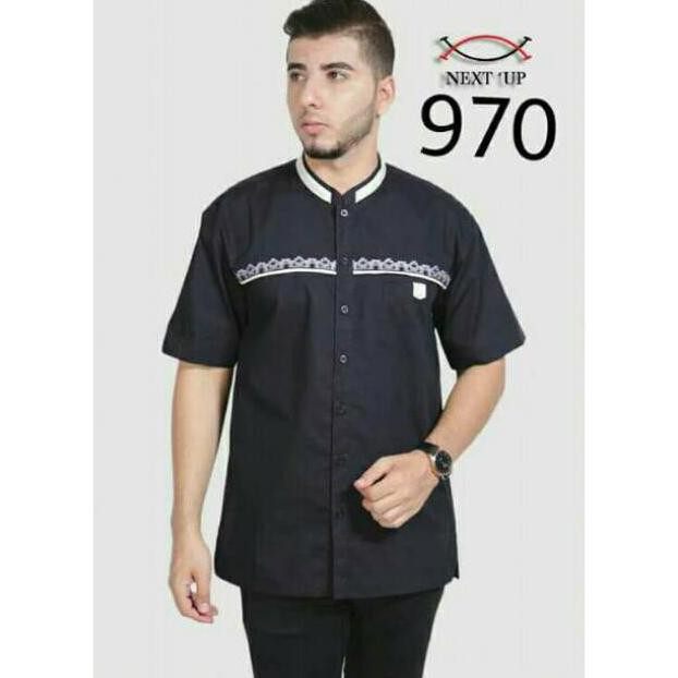 Baju Koko pria BAJU KOKO MODERN BY NEXT UP HITAM Murah