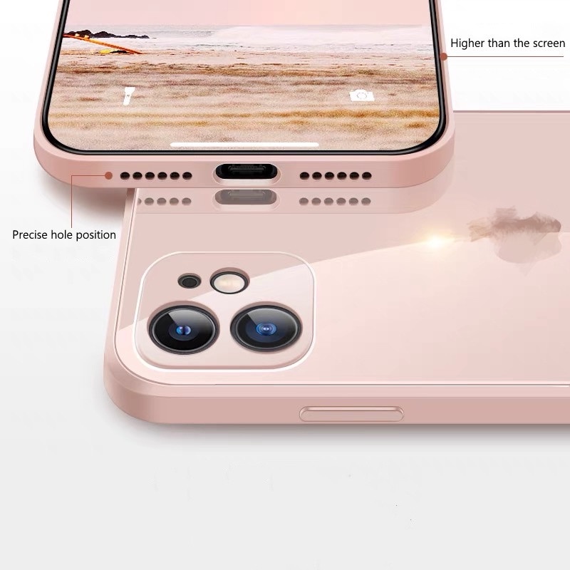 Lanyard + liquid edge glass case case iphone 12 11 pro max 7/8 plus se2020 X/Xs max XR full protective cover