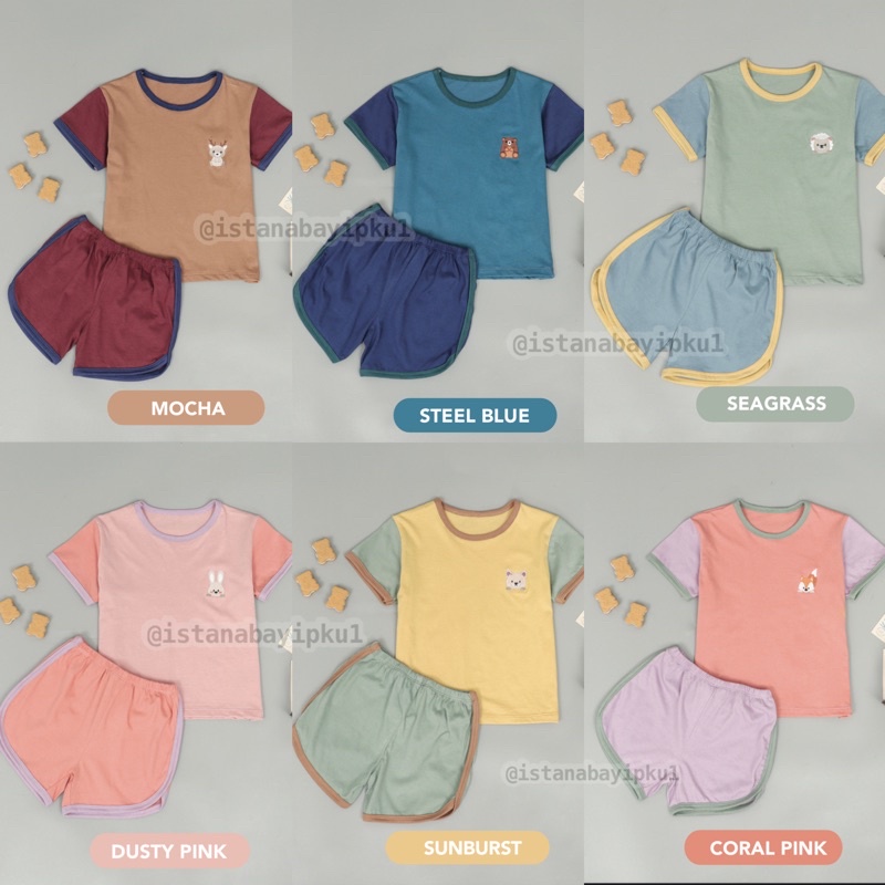 Mooi Retro Tricollor Set New Colors - Setelan Anak