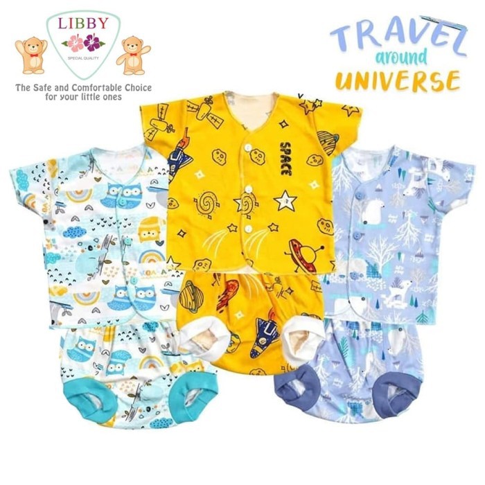 LIBBY BABY Setelan Baju Bayi Pendek Celana Pop NEWBORN LIBBY BABY Setelan Baju Bayi Pendek Celana Pop NEWBORN