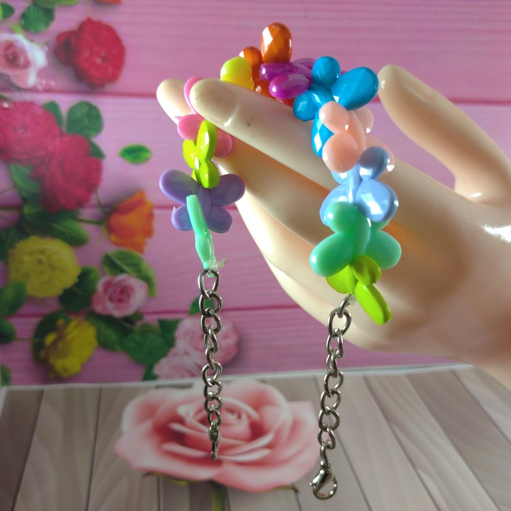 Konektor / Pengait Masker Murah  Ringan Bunga Resin dan Kristal Manik Handmade By Tokopelanginicer