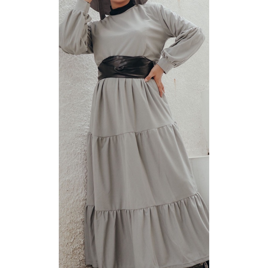 Gamis Wanita Lengan Panjang Fashion Muslim Devi Fit  L-XL Lingkar Dada 100cm Panjang 130cm