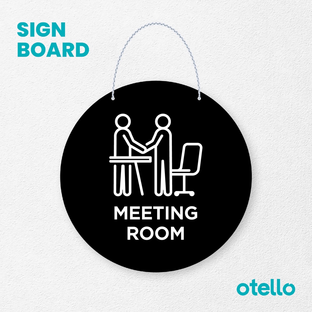 Otello Sign Logo Meeting Room Signage Board Acrylic Papan Gantung Label Akrilik Rantai Petunjuk Toko Modern Minimalist Kafe Restoran Kantor Gedung Cafe