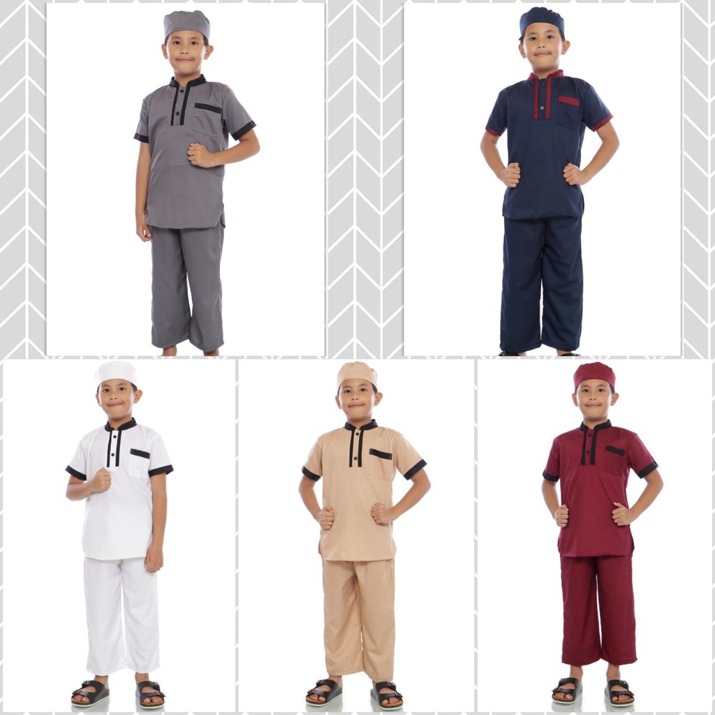 (ADA REALPICT) Set Baju Koko Anak 6-8th Toyobo Premium Setelan Kemeja Celana Koko Kids Muslim