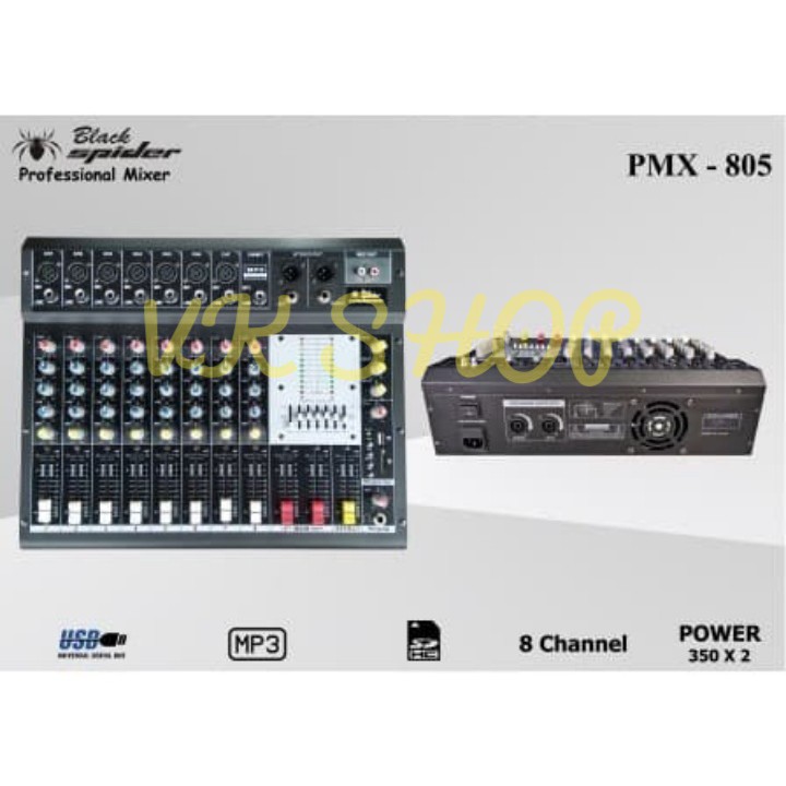 POWER MIXER BLACK SPIDER PMX 805 / PMX-805 8 CHANNEL BLUETOOTH