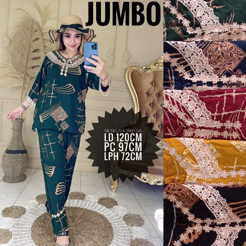 NEW JUMBO!!! SETELAN WANITA CPLP DASTER ARAB RENDA JUMBO LENGAN 3/4 PANJANG MOTIF TERBARU-Motif 1