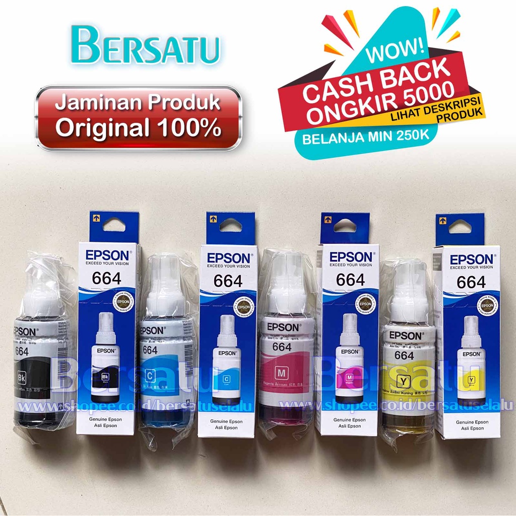 Paket ⑷ Tinta Epson T664 ∮ BCMY L100 L110 L120 L200 L210 L220 L300 L310 L350 L365 ♕ L0 SS Q4