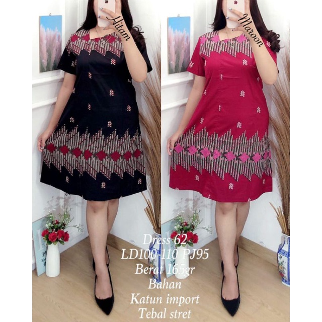 Midi Dress Wanita Katun Import