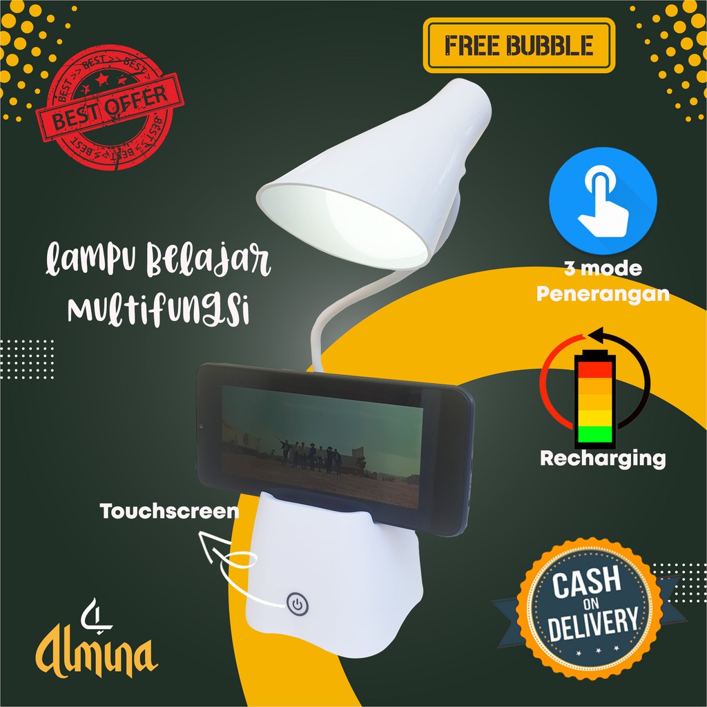 Lampu Meja / Lampu Belajar 14 LED 3 Mode sentuh model 2