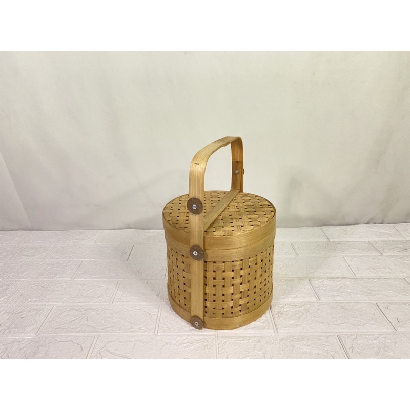 

Rantang Bambu Bulat Tabung 20x20 cm | Hampers Bambu | Rantang Bambu Asap/Oven