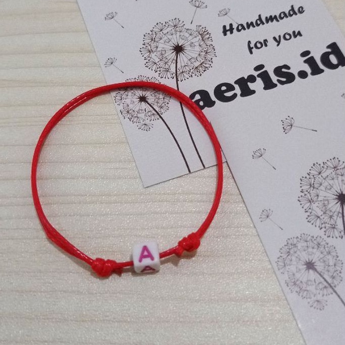 Gelang Inisial Huruf / Gelang Nama / Gelang Couple [MERAH]