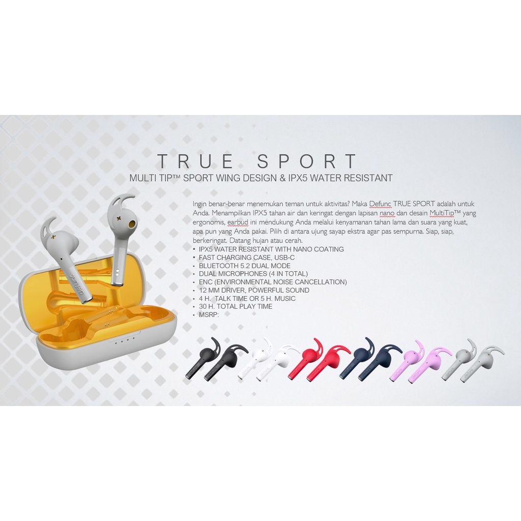 Defunc True Sport Wireless Earphones Earbud TWS True Wireless Sport