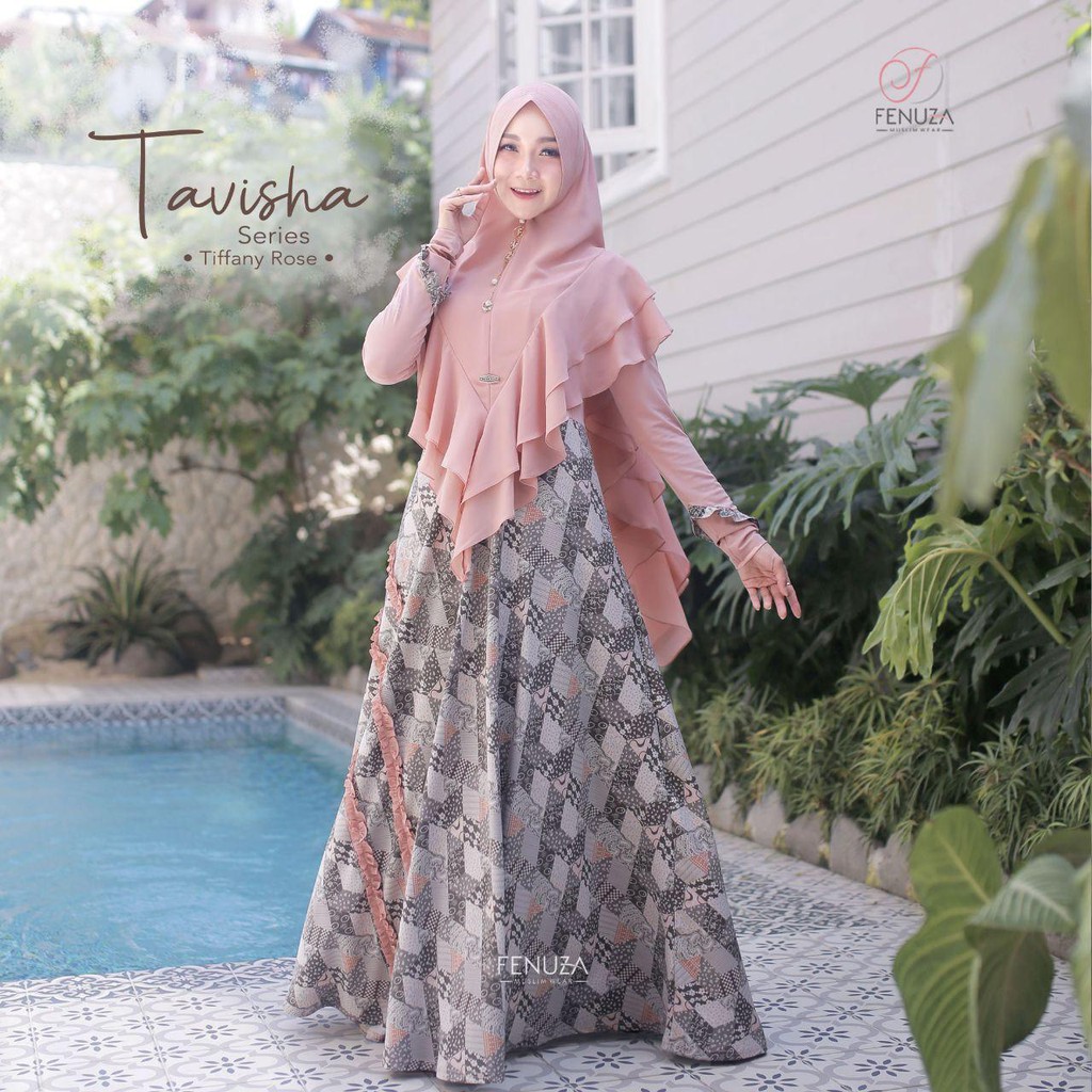 Gamis elegan look TAVISHA dress muslimah syari by fenuza muslim wear original