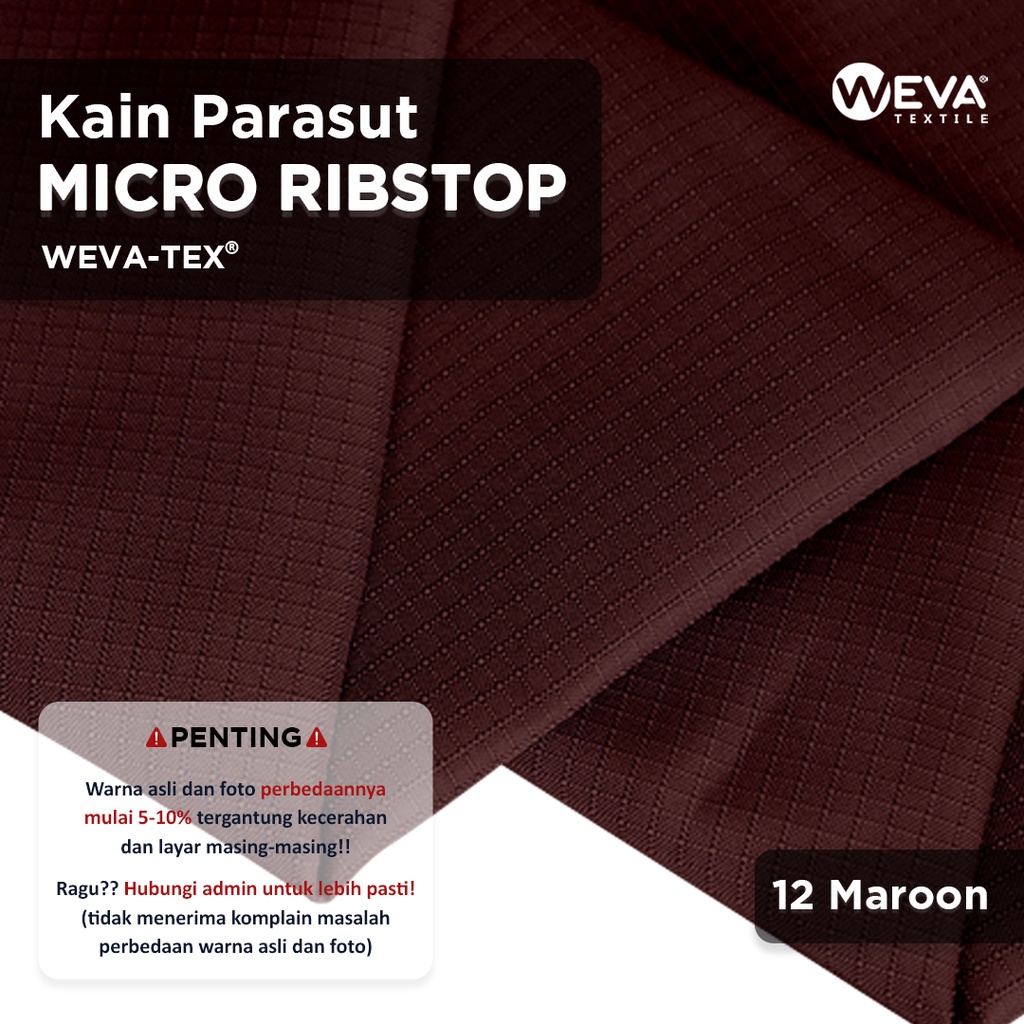 Bahan Kain Micro Ribstop Kain Jaket Parasut Waterproof Maroon