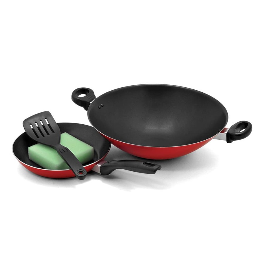 Maxim Valentino 2Pcs Set Wajan Penggorengan NVAL-PZ02 Wajan Anti Lengket 2 Pcs Set Frypan Wok Spatula