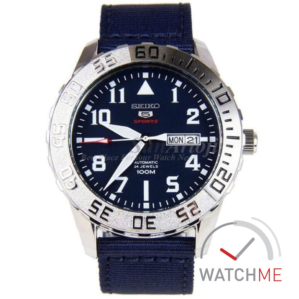 Jam Tangan Seiko 5 SRP759K1 Automatic Blue Dial 100m Blue Nylon Strap Original Bergaransi
