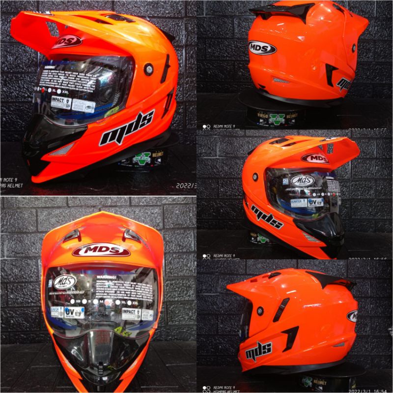 MDS HELM SUPER MOTO SOLID ORANGE ORIGINAL MDS TERMURAH (Ongkir 2 kg)