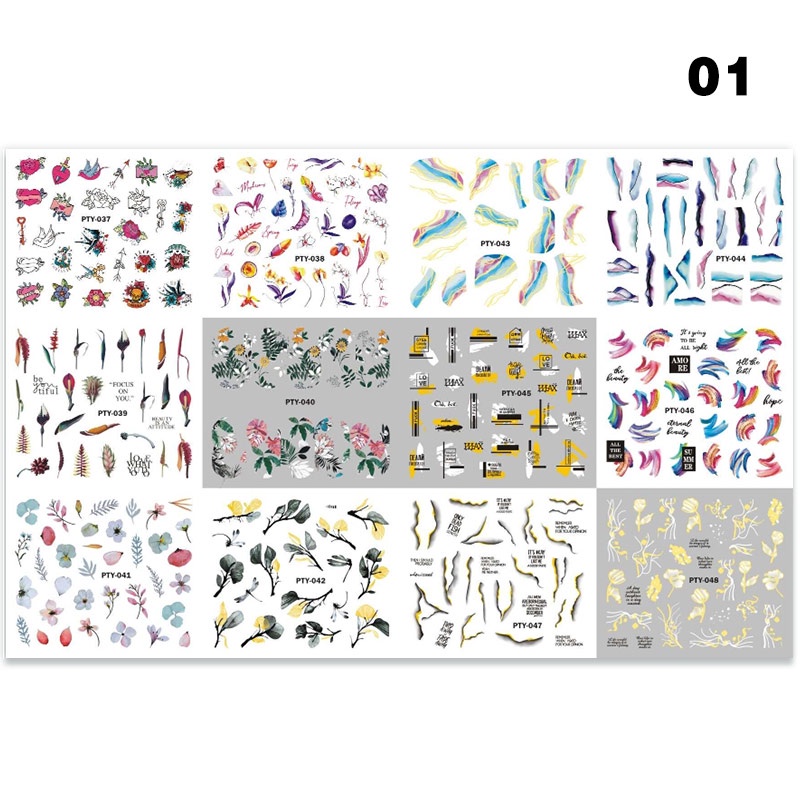 12pcs / Set Stiker Kuku Desain Pohon Palem Musim Panas Untuk Dekorasi Nail Art DIY