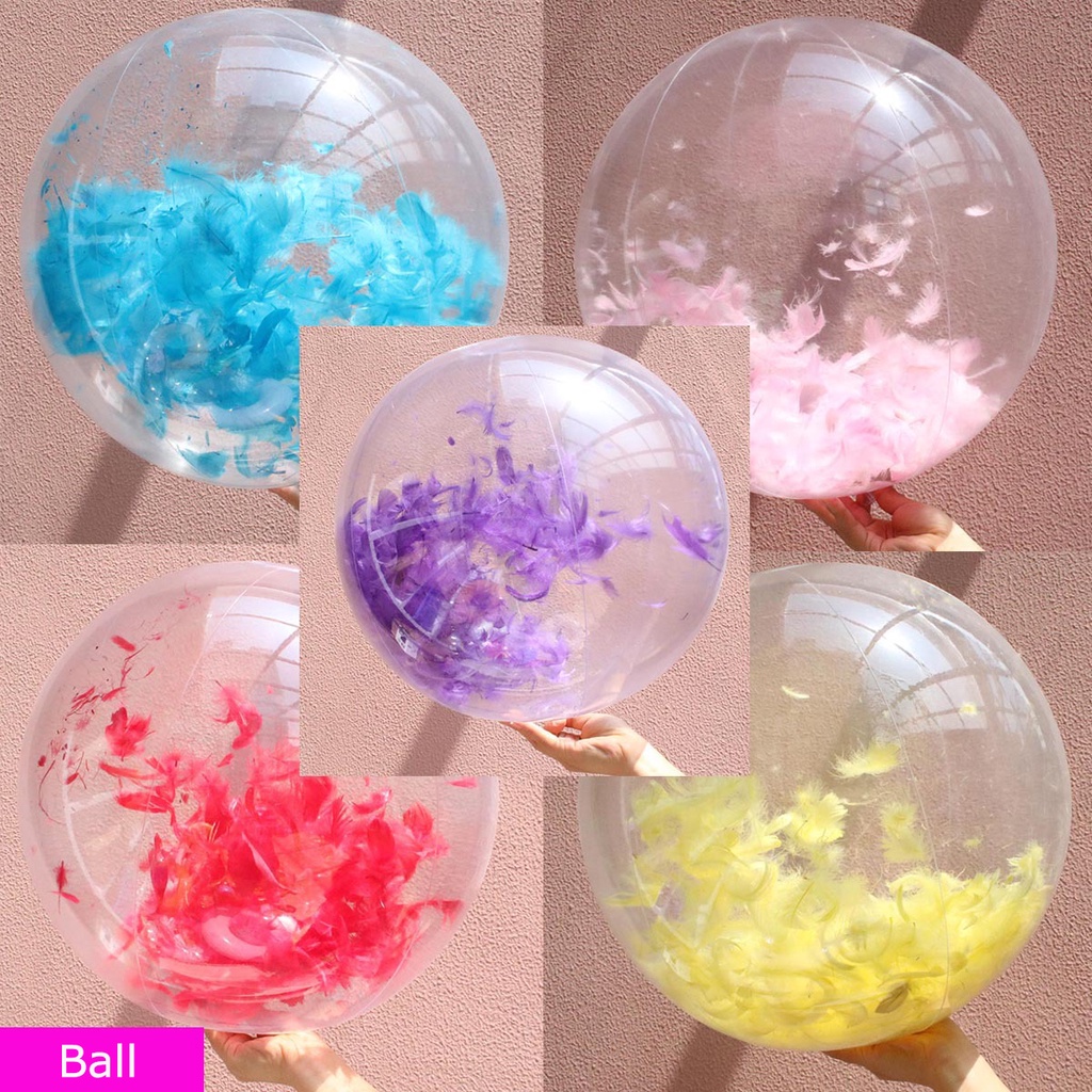 [ Colorful Transparent PVC Sequin Beach Ball Toy For Photo Props Swimming Pools Playing Fun Tools ]