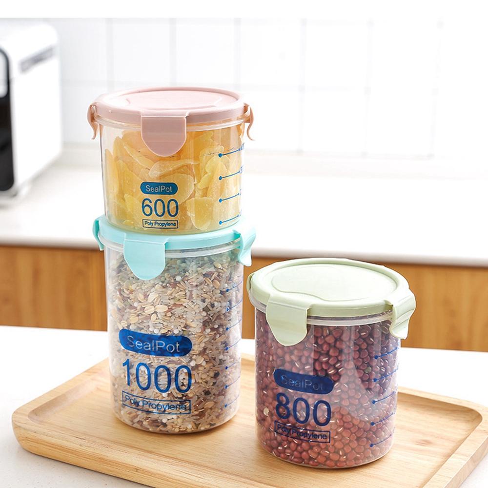 [Elegan] Food Container Sealed 600/800/1000ml Untuk Toples Sereal Snack Botol Penyimpanan Rumah Segel Kotak