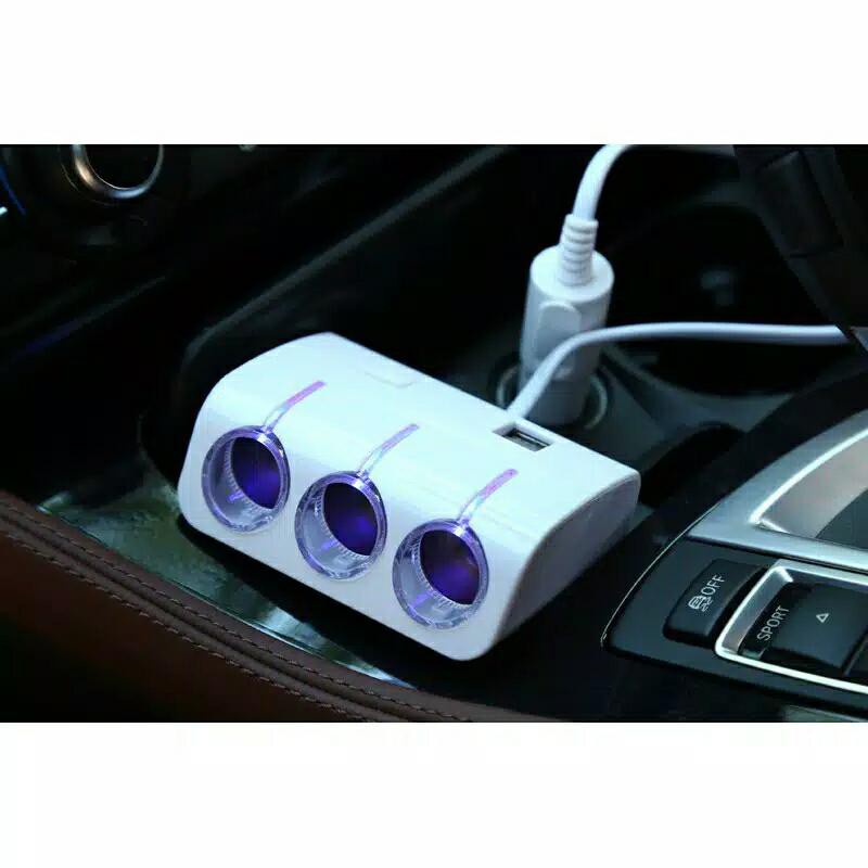 HARGA GROSIR CAR CHARGER MOBIL  3 Lighter Plus USB