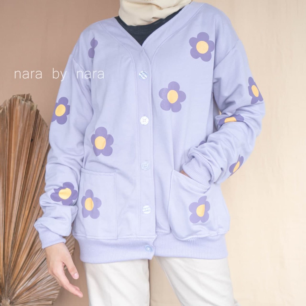 Purple Flower Outer / Outer wanita / hoodie wanita / jaket wanita / outer bunga bunga / outer wanita