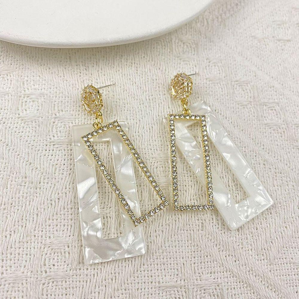 Mxbeauty Anting Persegi Panjang Geometris Desain Rasa Temperamen Fashion Cocok Liontin Earring Perhiasan Telinga Gaya Korea Ear Studs