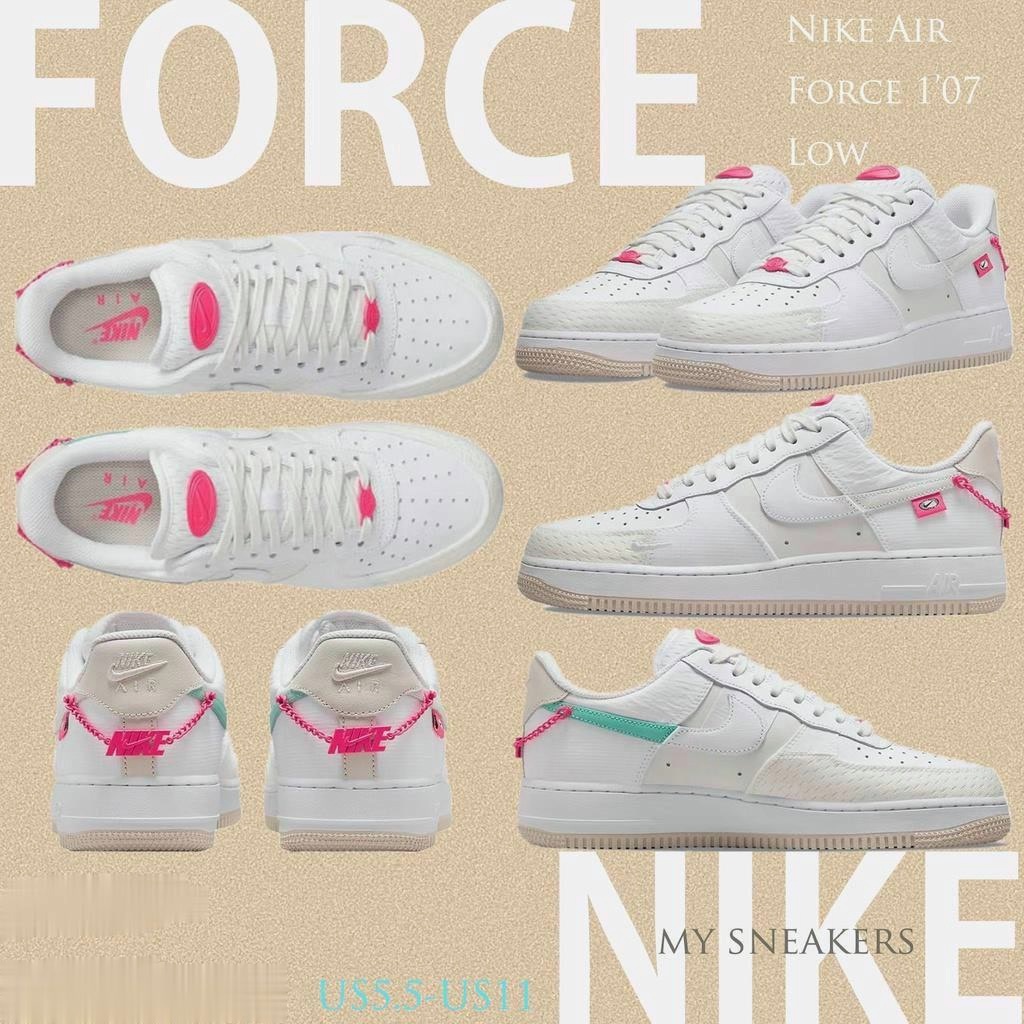 Nike Air  Force 1’07  Low double hook Produk ini diambil dari pekerjaan yang sebenarnya. 100% sepatu