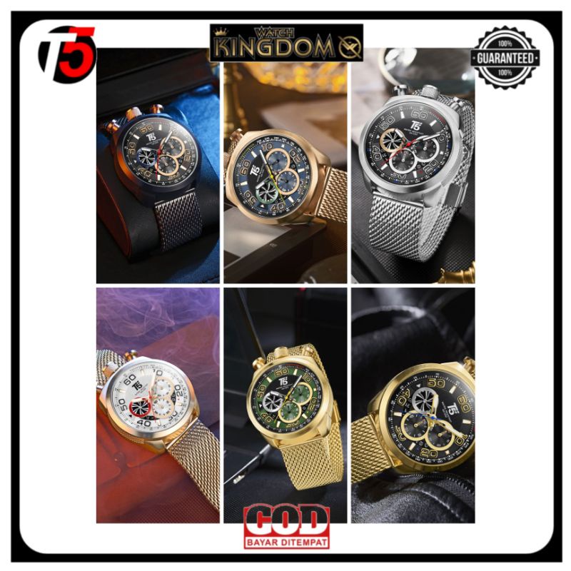 Terbaru Jamtangan pria T5 H 3748G Original Stainless steel Water Resist include box