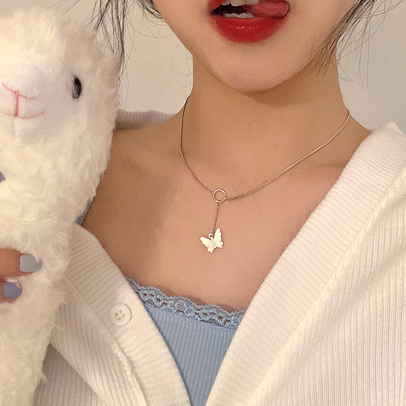 Japanese and Korean Butterfly Necklace Female Niche 2021 New Clavicle Chain Fairy Choker Neck Lace Sweet Heart Jewelry