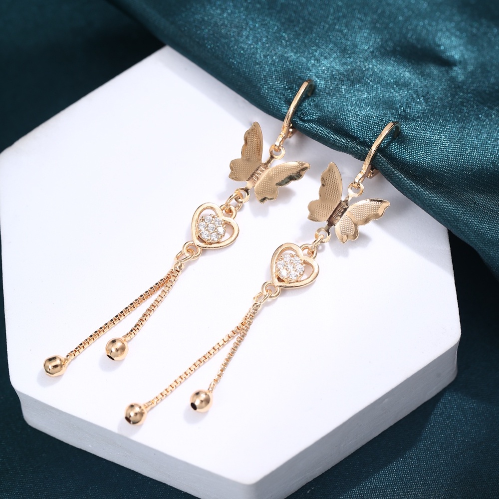 ✨♥️✅COD Panjang Anting Titanium Anti Karat Aksesoris Fashion Kupu Korea Earrings Wanita Murah D175