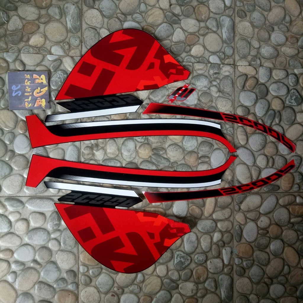 stiker/sticker striping list body motor Honda scoopy sporty 2021 hitam merah
