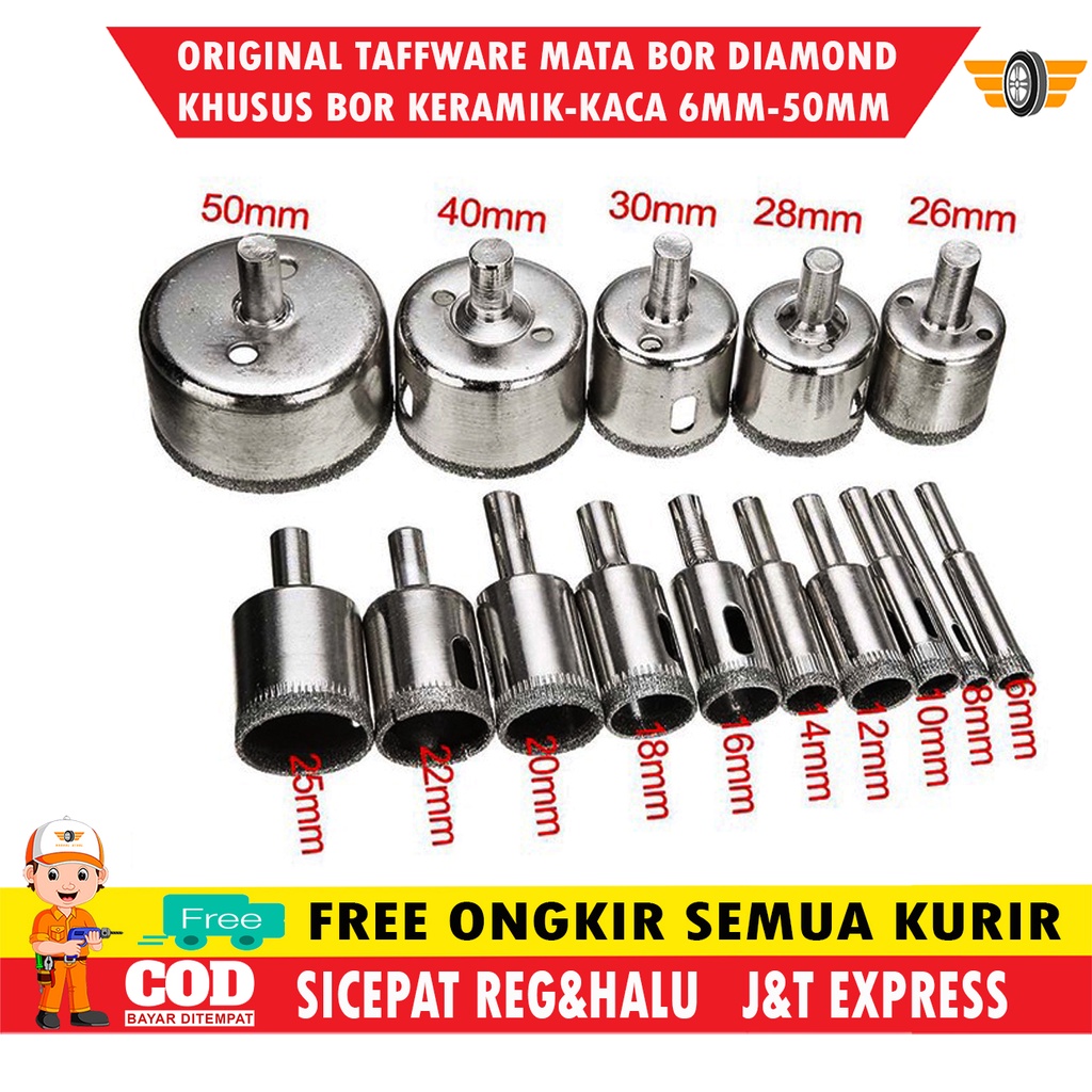 Mata Bor Drill Diamond  6mm - 50mm Mata Bor Lubang Kaca Keramik Mata Bor Pelubang Keramik Alat Pertu