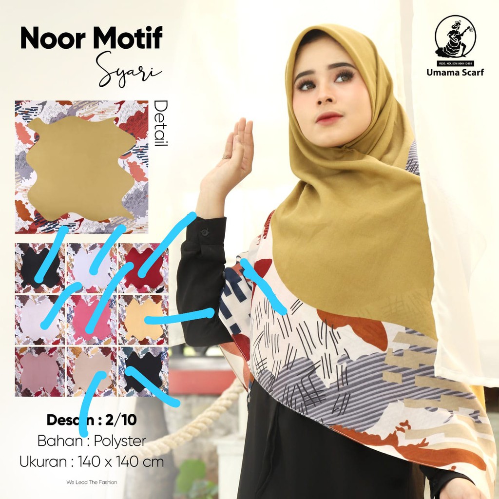 Kerudung Segiempat Motif Noor Syari By UMAMA