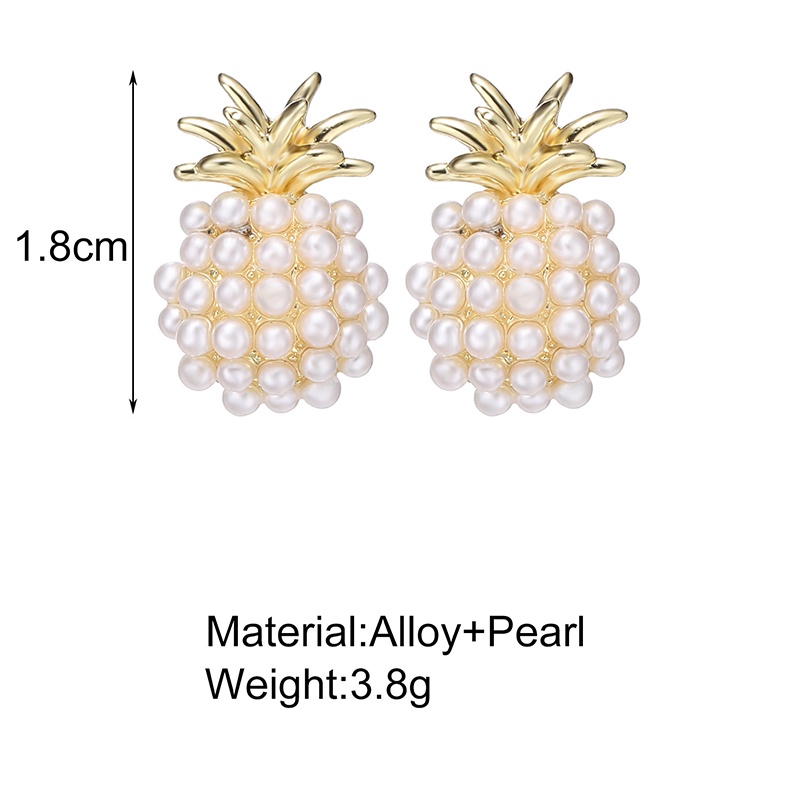 Anting Bentuk Nanas Aksen Mutiara Bahan Alloy Gaya Korea Aksesori busana - Ol