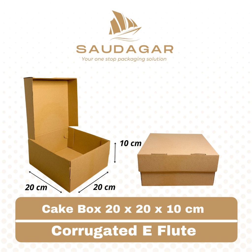 Cake box corrugated / kardus kue tebal E flute 20x20x10 cm