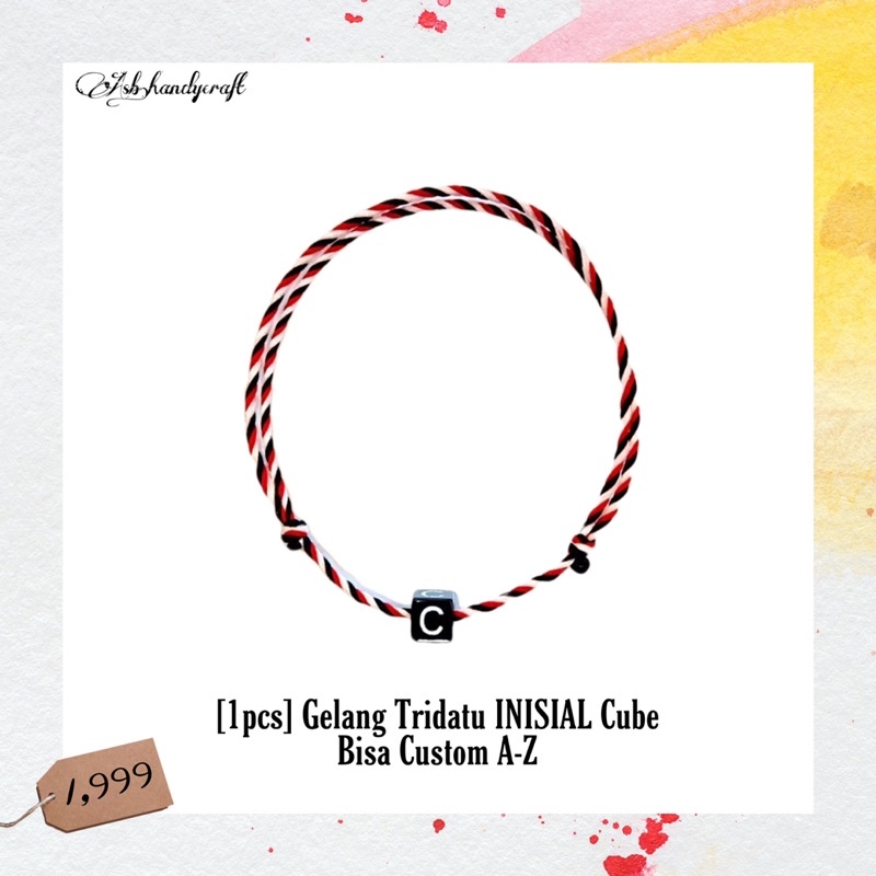 ASB - [1pcs] Gelang Tridatu INISIAL Cube bisa Custom dari A-Z