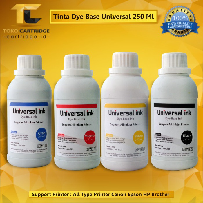 Tinta universal 250 ml Printer HP pengganti GT51 GT52 GT53 M0H54A M0H55A M0H56A M0H57A 1VV22AA Ink