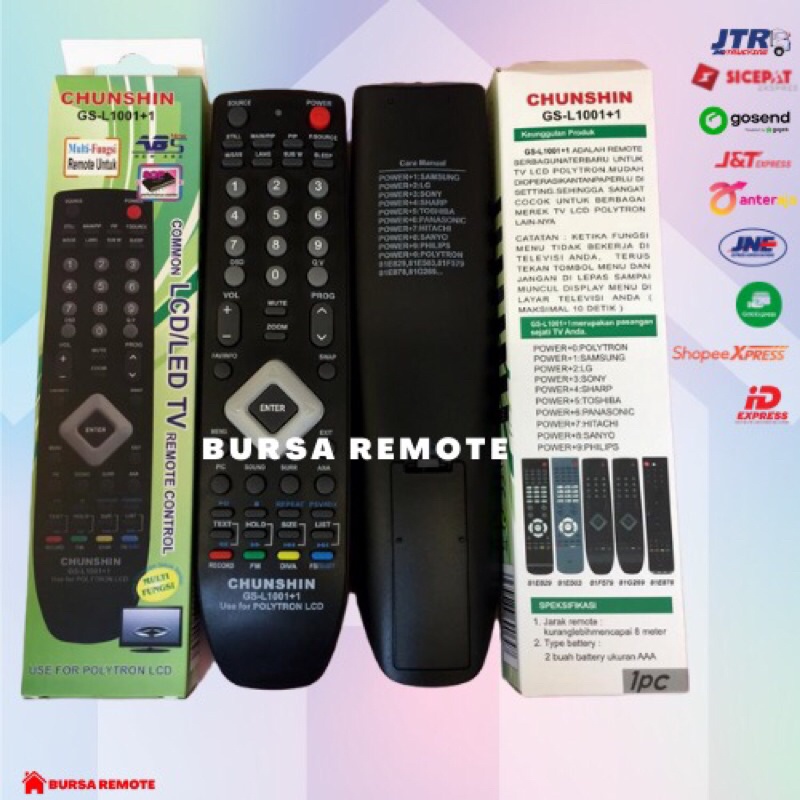 Remot / Remote TV LCD LED Multi polytron Universal Chunshin type GS-L1001+ series (81F414 / 81F414M01/ 81F579/ 81G269 / 81E878 MULTI/ UNIVERSAL CHS)