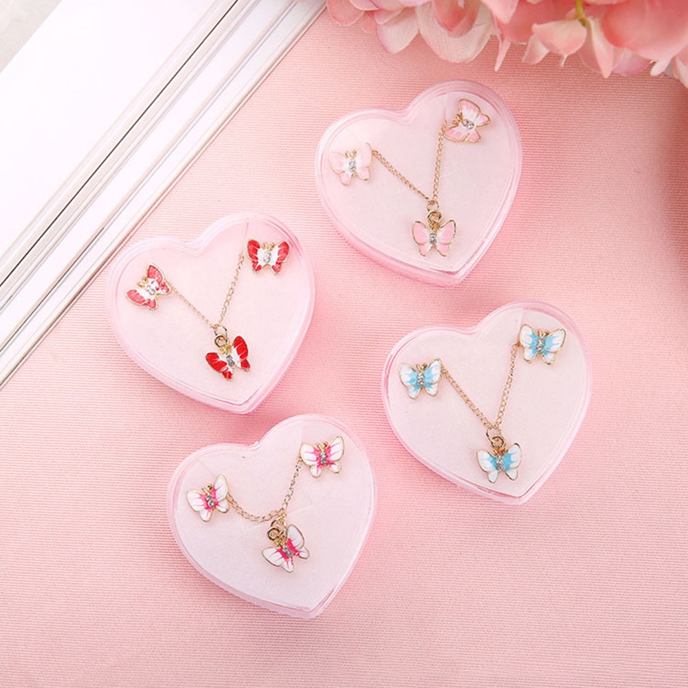 Hu Hu Hu Hu Hu Alat Bantu Pasang Kacamata♡ Set Anting Tusukkalung Liontin Kupukupukepik Lucu Untuk Anak Perempuan