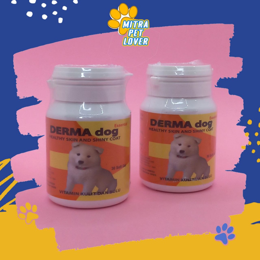 VITAMIN KULIT DAN BULU ANJING - DERMA DOG 30 PCS SOFT GEL ORIGINAL - KULIT SEHAT BULU MENGKILAP ATASI BULU RONTOK PET PUPPY DOGGY ANIMAL SUPLEMEN HEALTHCARE AND VETERINARY TAMASINDO OBAT KESEHATAN DAN VITAMIN TERNAK HEWAN BINATANG PELIHARAAN MITRAPETLOVER