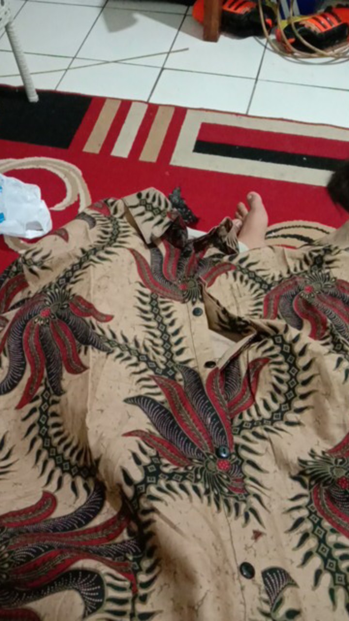 Kemeja Batik Pria Lengan Panjang Size M L Xl Xxl  Bswart Batik Hrb026 Kenongo Hem Panjang Padi