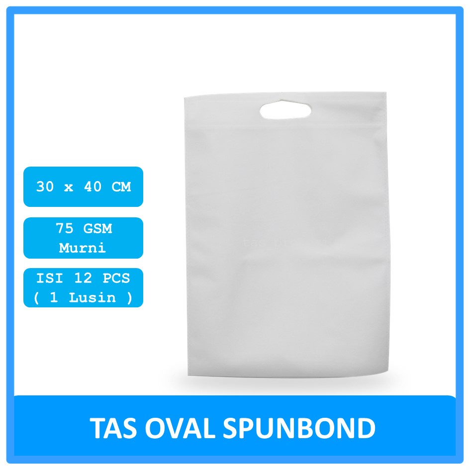 Goodie Bag Spunbond Oval 30x40 Putih Kodi / Tas Spunbond Polos