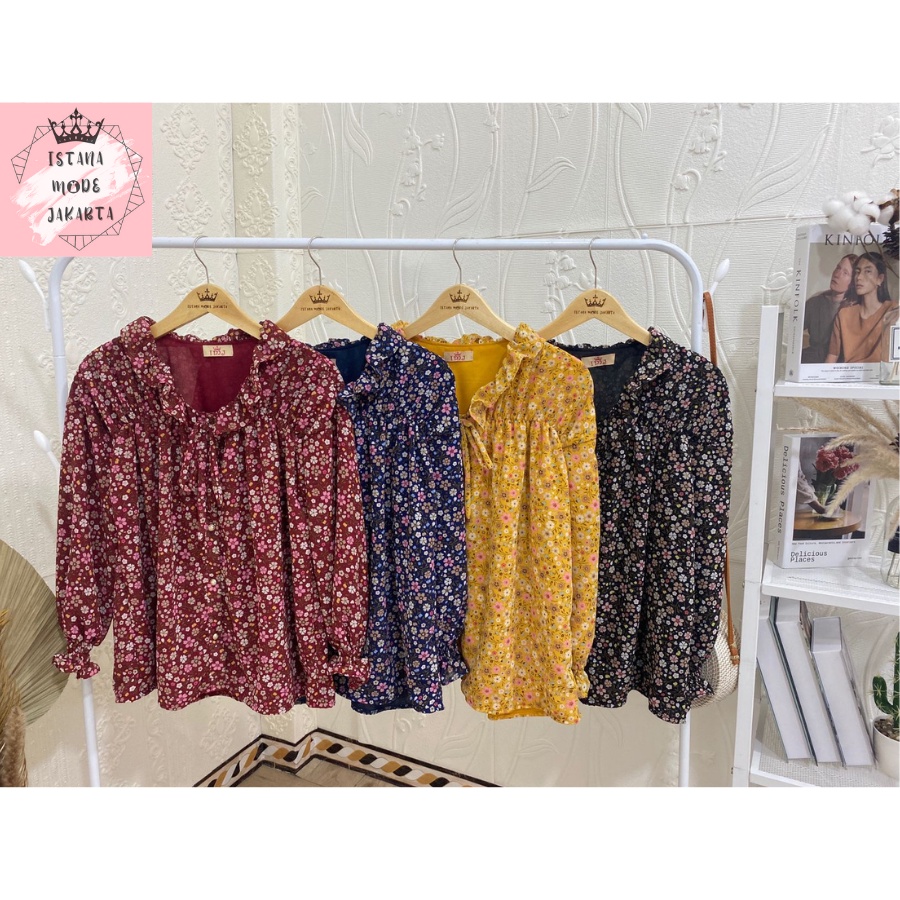 ISTANA MODE JAKARTA Sonya Jumbo baju atasan wanita terbaru blouse korean style blouse wanita lengan panjang-4