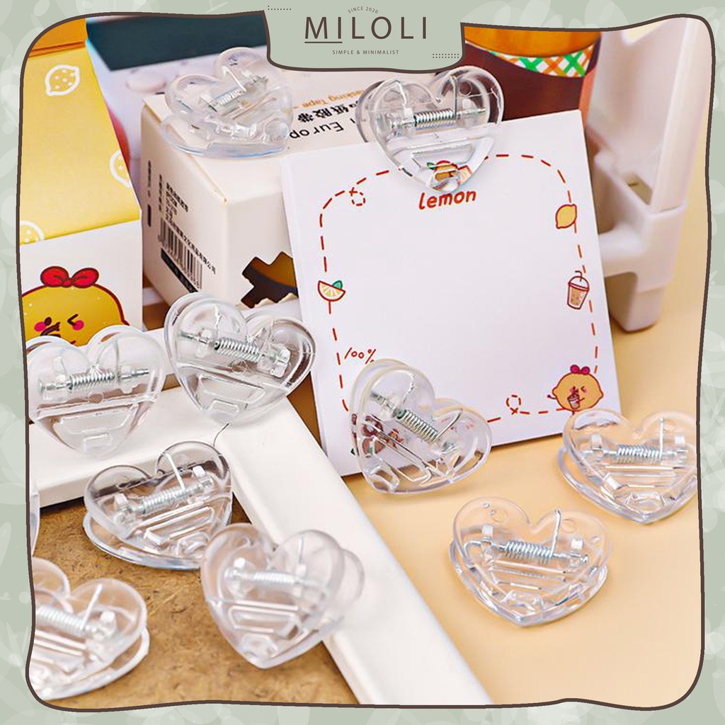 

[MILOLI] CUTE HEART Transparant Paper Clip Plastik Bening - F0110