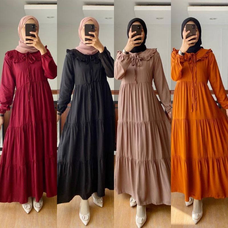 GAMIS RAYON PREMIUM POLOS TERBARU SHEPIA DAILY DRESS KEKINIAN BUSUI  BAJU MUSLIM JUMBO