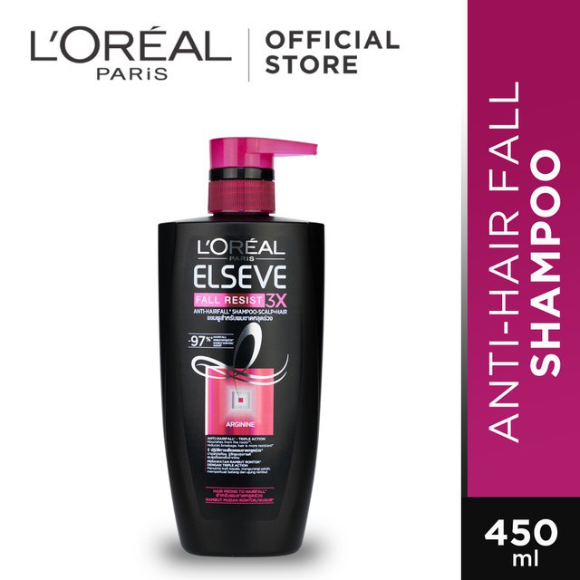 SHAMPOO / CONDITIONER / HAIR MASK L'Oreal Paris Fall Resist 3x Complete Set - Perawatan Rambut Rontok Loreal - Ukuran 450 ml / 280 ml / 170 ml - PENCUCI RAMBUT Loreal Shampo Sampo Condisioner HITAM-Shampoo Besar 450ml