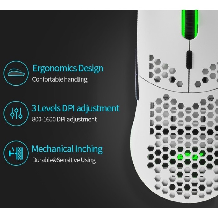HXSJ T66 Light Weight Honeycomb Wireless Gaming Mouse - Chargeable