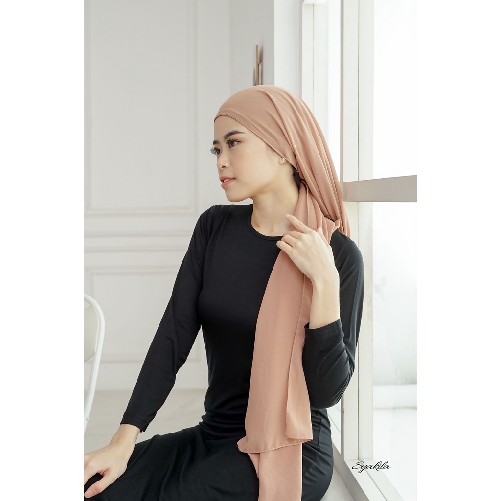 Syakila-Inner Dress Lengan Panjang// Leher Bulat// Spandek Stretch Knit// Inner Dress Span// Inner Long Dress