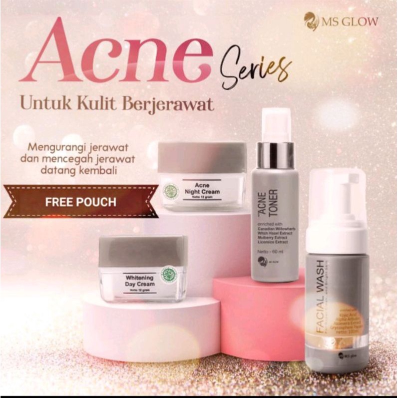 MS Glow Paket Acne[Day Cream,Night Cream,Toner,Face Wash]